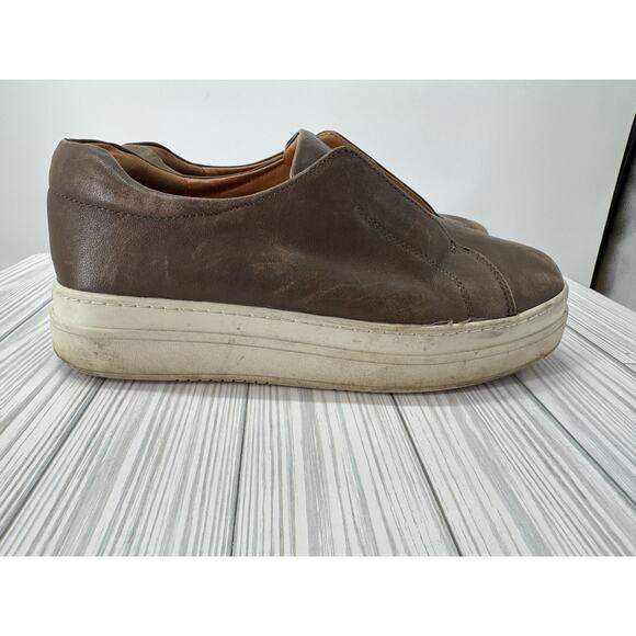J/Slides Starr Women's Sz 8.5 Brown Leather Wedge Slip-On Sneakers Comfort Shoes - Picture 6 of 9
